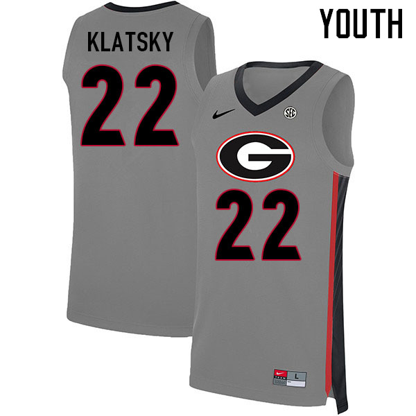 Youth #22 Brandon Klatsky Georgia Bulldogs College Basketball Jerseys Sale-Gray